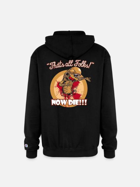 Thats all folks Now die shirt - Champion Unisex Full Zip Hoodie - black