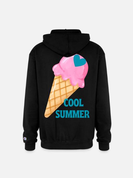 Ice Cream Heart Summer Vibe - Champion Unisex Full Zip Hoodie - black