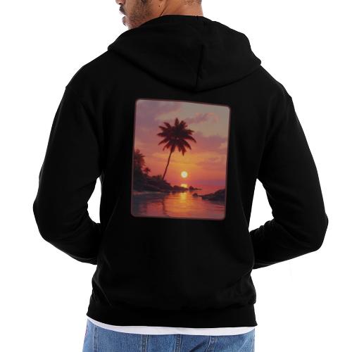 Tropical Beach Sunset Palm Design - Champion Unisex Full Zip Hoodie
