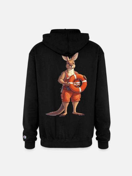 Lifeguard Kangaroo on Duty - Champion Unisex Full Zip Hoodie - black