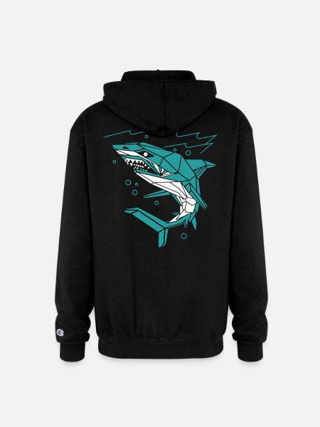 Polygon Shark - Champion Unisex Full Zip Hoodie - black