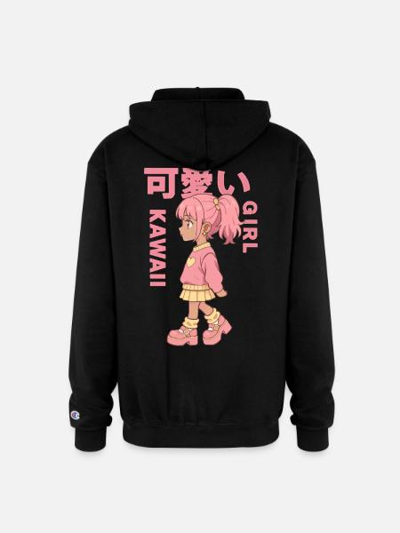 Kawaii Girl - Champion Unisex Full Zip Hoodie - black