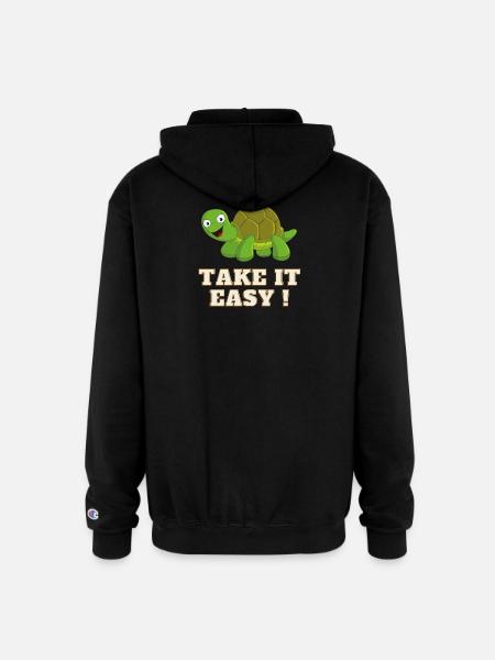 Take It Easy Turtle - Champion Unisex Full Zip Hoodie - black