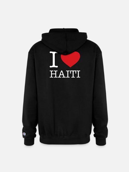 I LOVE HAITI - Champion Unisex Full Zip Hoodie - black