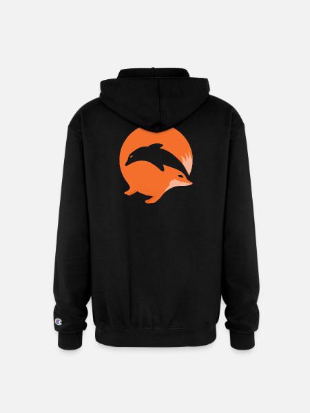 Fox or Dolphin in this fun optical illusion - Champion Unisex Full Zip Hoodie - black