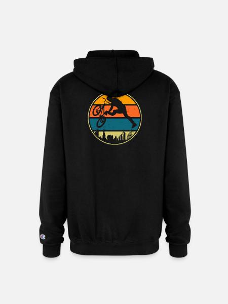 Retro Sunset BMX Rider - Champion Unisex Full Zip Hoodie - black