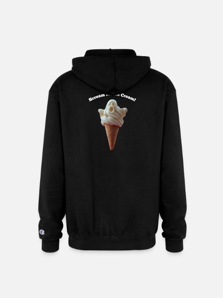 Scream Ghost Ice Cream Cone - Champion Unisex Full Zip Hoodie - black
