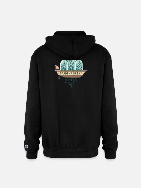 Gardens in Sky Terrarium Boat - Champion Unisex Full Zip Hoodie - black