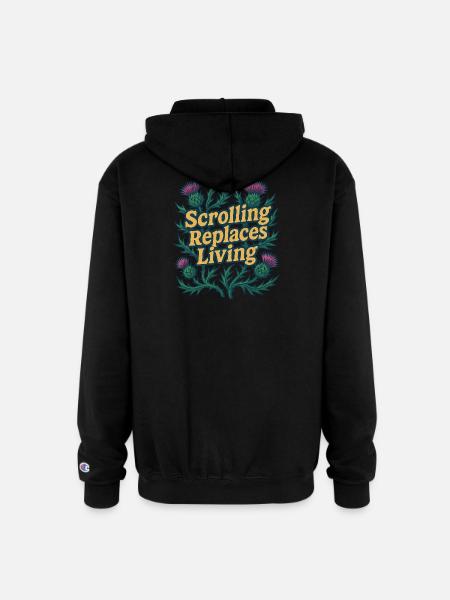 Scrolling Replaces Living Typography - Champion Unisex Full Zip Hoodie - black