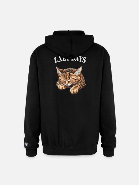 Lazy Days Cat Nap - Champion Unisex Full Zip Hoodie - black