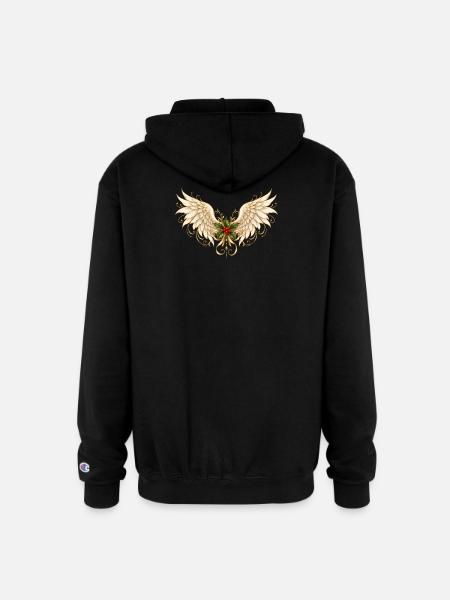 Holly Winged Halo Ornament - Champion Unisex Full Zip Hoodie - black