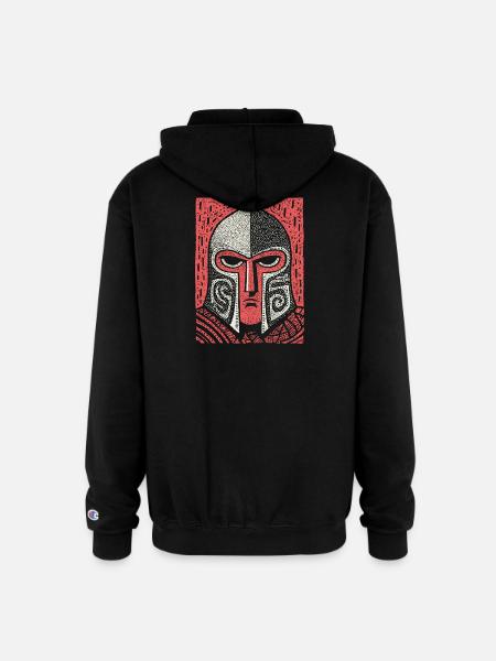 Spartan Helmet Halftone Icon - Champion Unisex Full Zip Hoodie - black