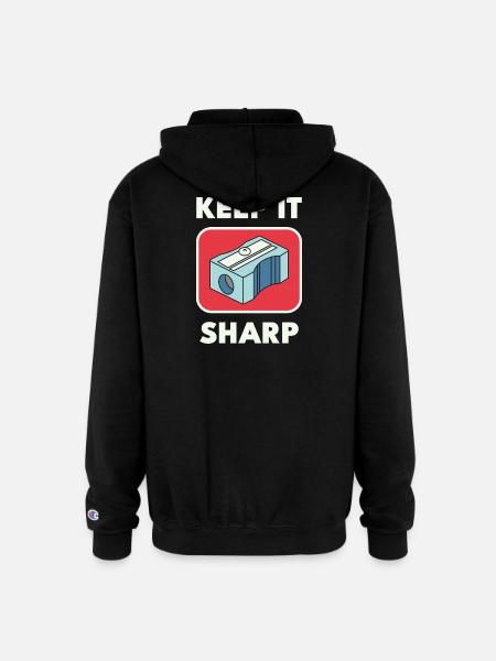 Keep It Sharp Pencil Sharpener - Champion Unisex Full Zip Hoodie - black