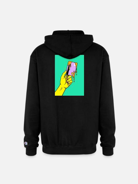 Melting Tech Pop Art Hand - Champion Unisex Full Zip Hoodie - black