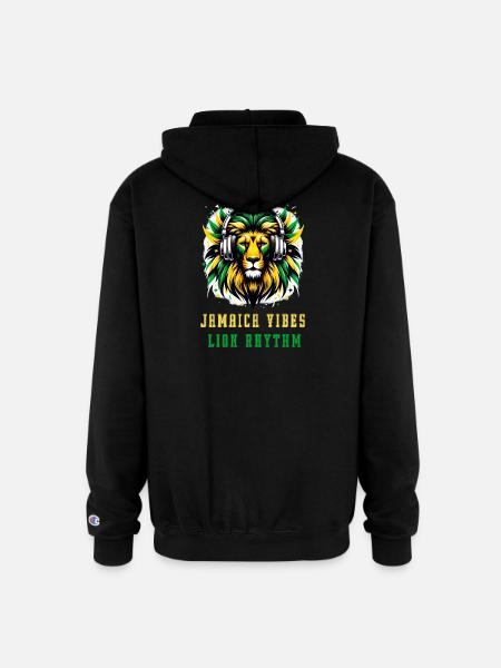 Jamaica lion reggae design - Champion Unisex Full Zip Hoodie - black