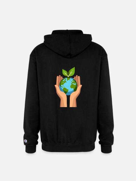 Eco Hands - Champion Unisex Full Zip Hoodie - black