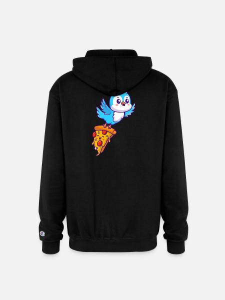Pizza Pal Penguin on Slice - Champion Unisex Full Zip Hoodie - black