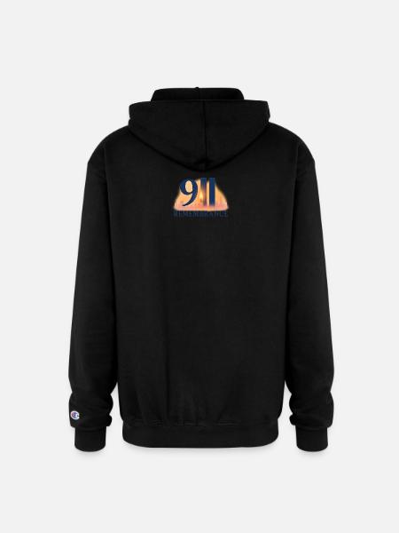 911 Remembrance Candle Skyline Design - Champion Unisex Full Zip Hoodie - black