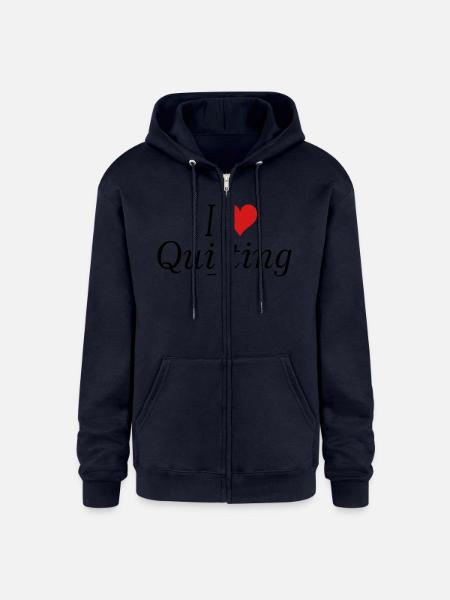 I love Quilting - Champion Unisex Full Zip Hoodie - navy
