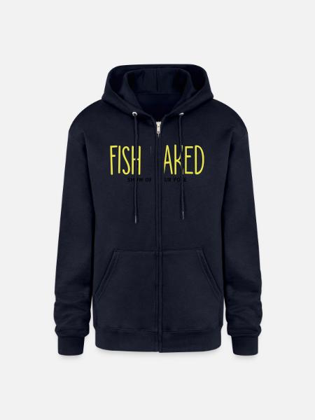 Fish Naked Show Off Your Pole - Champion Unisex Full Zip Hoodie - navy