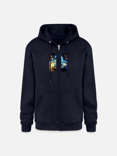 Blue Gold Crypto Coin - Champion Unisex Full Zip Hoodie - navy