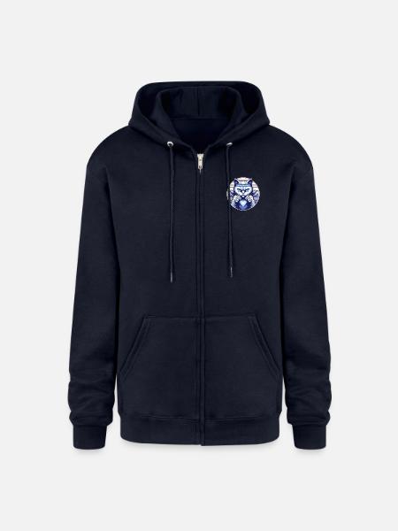 Fighting Angry Blue Cat - Champion Unisex Full Zip Hoodie - navy
