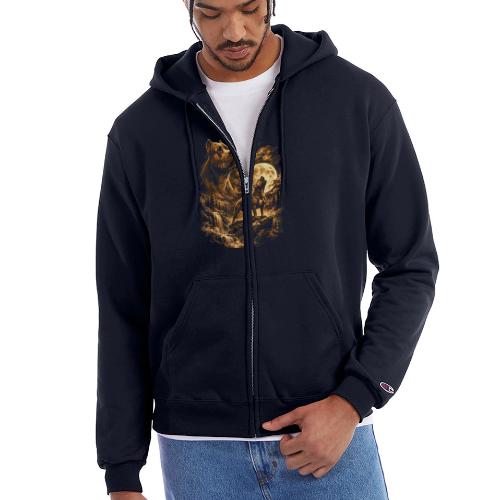 Pit Bull Howling Moon Fantasy Forest Tee - Champion Unisex Full Zip Hoodie