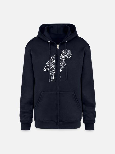 Hand With Microphone Electrics Illustration - Champion Unisex Full Zip Hoodie - navy