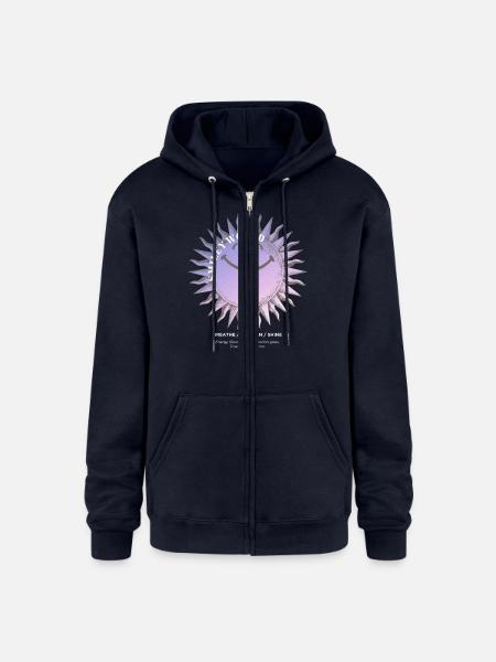 SmileyWorld Smiling Sun In Purple - Champion Unisex Full Zip Hoodie - navy