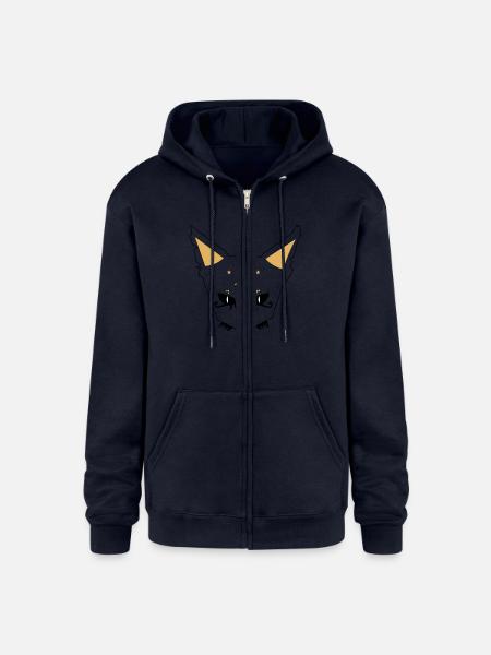 Cat Face - Champion Unisex Full Zip Hoodie - navy