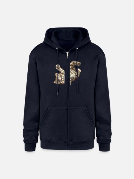 Funny Cat - Champion Unisex Full Zip Hoodie - navy