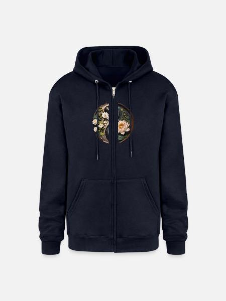 Lotus Flower Pond Yang - Champion Unisex Full Zip Hoodie - navy