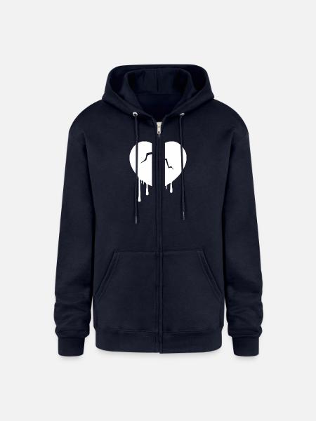 Broken Heart - Champion Unisex Full Zip Hoodie - navy