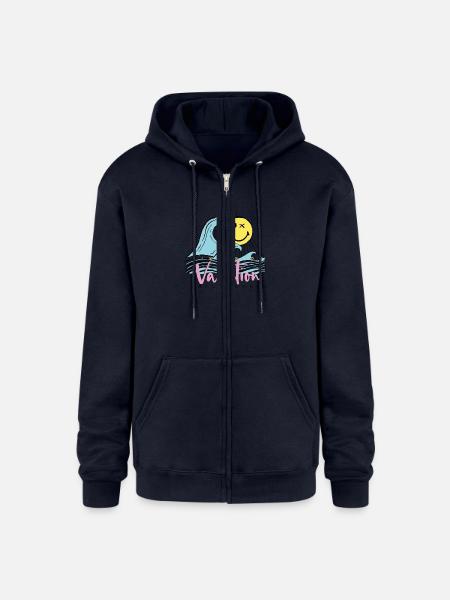 SmileyWorld Always On Vacation - Champion Unisex Full Zip Hoodie - navy