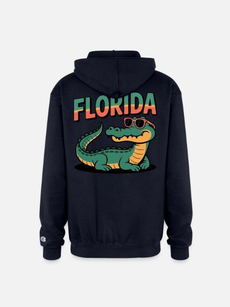 Florida Alligator - Champion Unisex Full Zip Hoodie - navy