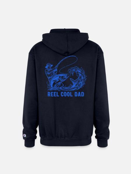 Reel Cool Dad Fishing - Champion Unisex Full Zip Hoodie - navy