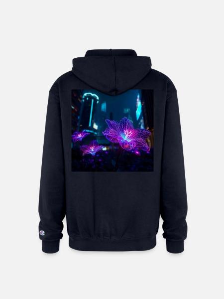 Neon Veins - Champion Unisex Full Zip Hoodie - navy