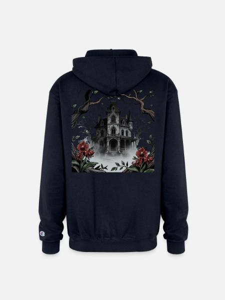 Gothic Manor in Mist - Champion Unisex Full Zip Hoodie - navy