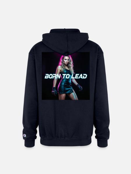 Cyberpunk Aesthetic — Neon Command Presence - Champion Unisex Full Zip Hoodie - navy