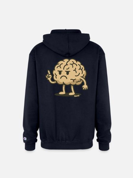 Angry Brain Pointing Finger - Champion Unisex Full Zip Hoodie - navy