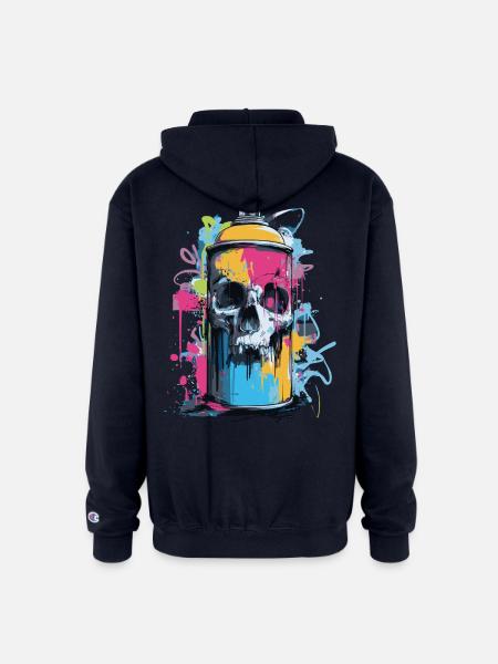 Skull Graffiti Spray Can - Champion Unisex Full Zip Hoodie - navy