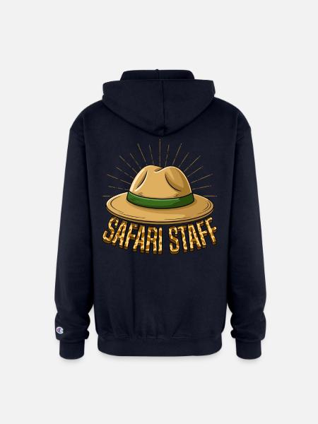 Safari Staff Hat Emblem - Champion Unisex Full Zip Hoodie - navy