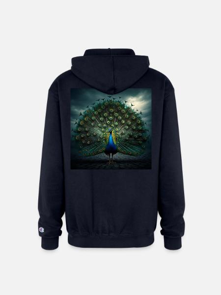 beautiful peacock - Champion Unisex Full Zip Hoodie - navy