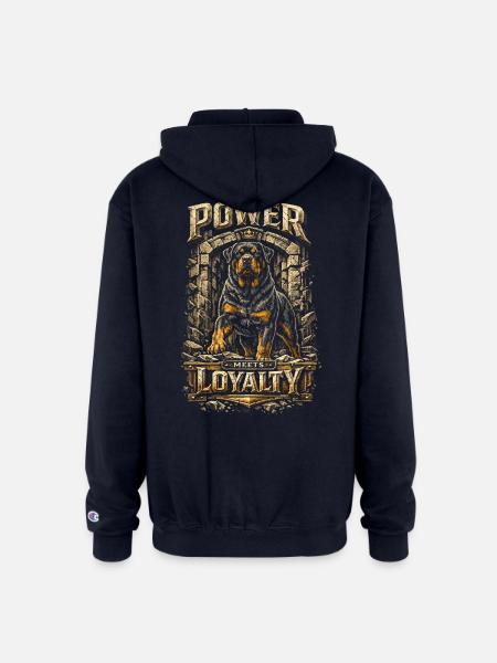 Rottweiler Power Meets Loyalty - Champion Unisex Full Zip Hoodie - navy