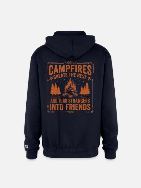 Campfires Turn Strangers Into Friends - Champion Unisex Full Zip Hoodie - navy