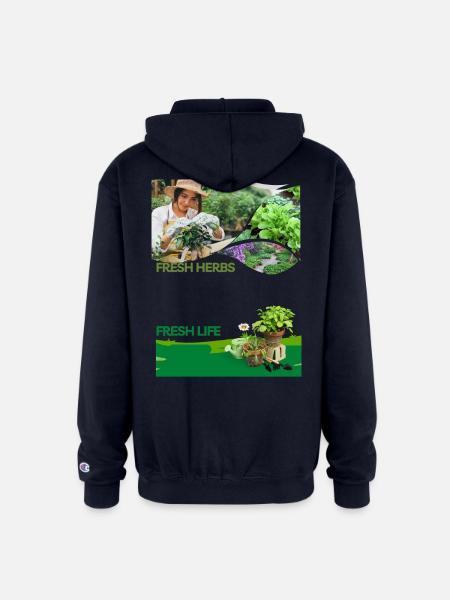 Fresh_Herbs Fresh Life - Champion Unisex Full Zip Hoodie - navy
