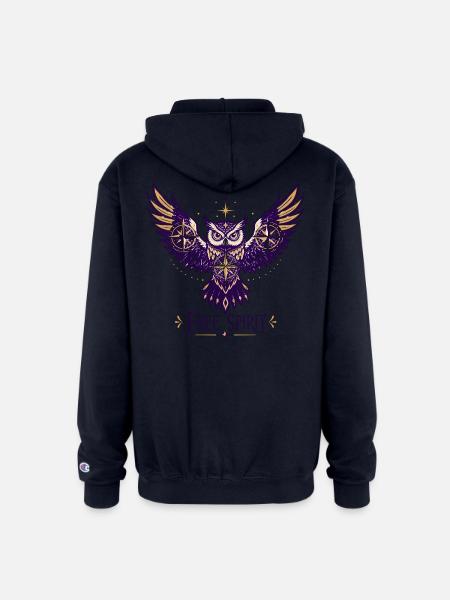  Free Spirit Owl & Stars - Champion Unisex Full Zip Hoodie - navy