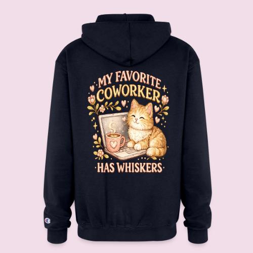 My Favorite Coworker Has Whiskers Faux Stitched - Champion Unisex Full Zip Hoodie