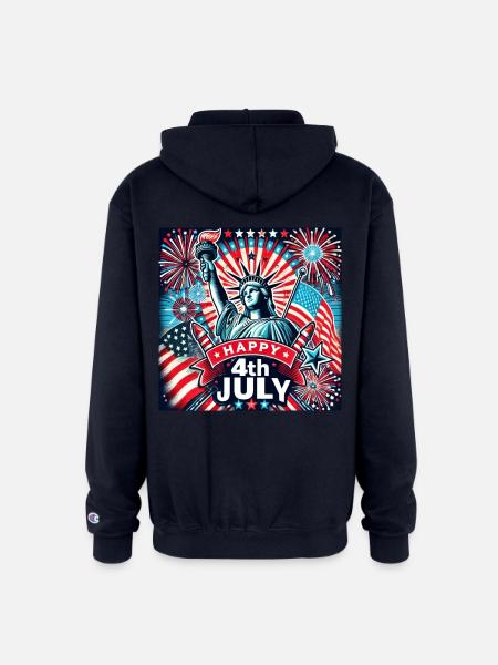 July 4th - Champion Unisex Full Zip Hoodie - navy