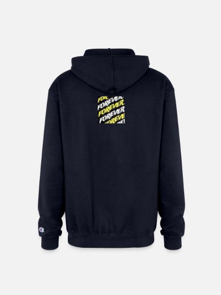 Forever Neon Text - Champion Unisex Full Zip Hoodie - navy